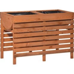 Dobar 58150e Doppelhochbeet Inkl. Pflanzfolie, 100 X 50 X 71 Cm