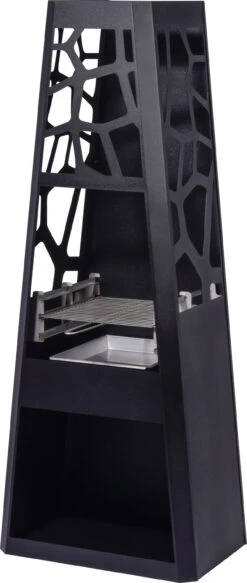 Dobar 35423 Metall-Gartenkamin Mit Grillrost Und Stauraum, Schwarz