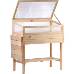 Dobar Erhöhtes Frühbeet Mit Tisch & Haken Gr. L, Transparent, Kiefer -Outsunny Geschäft 1938113000 prod 003