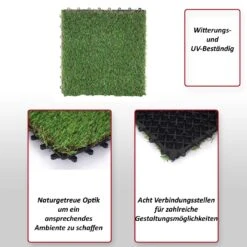 Grasfliese MCW-E13, Rasenfliese Grasmatte Kunstrasen, Balkon/Terrasse 11x Je 30x30cm = 1qm -Outsunny Geschäft 2103714000 prod 002