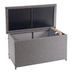 Poly-Rattan Kissenbox MCW-D88, Gartentruhe Auflagenbox Truhe ~ Basic Grau, 51x115x59cm 250l