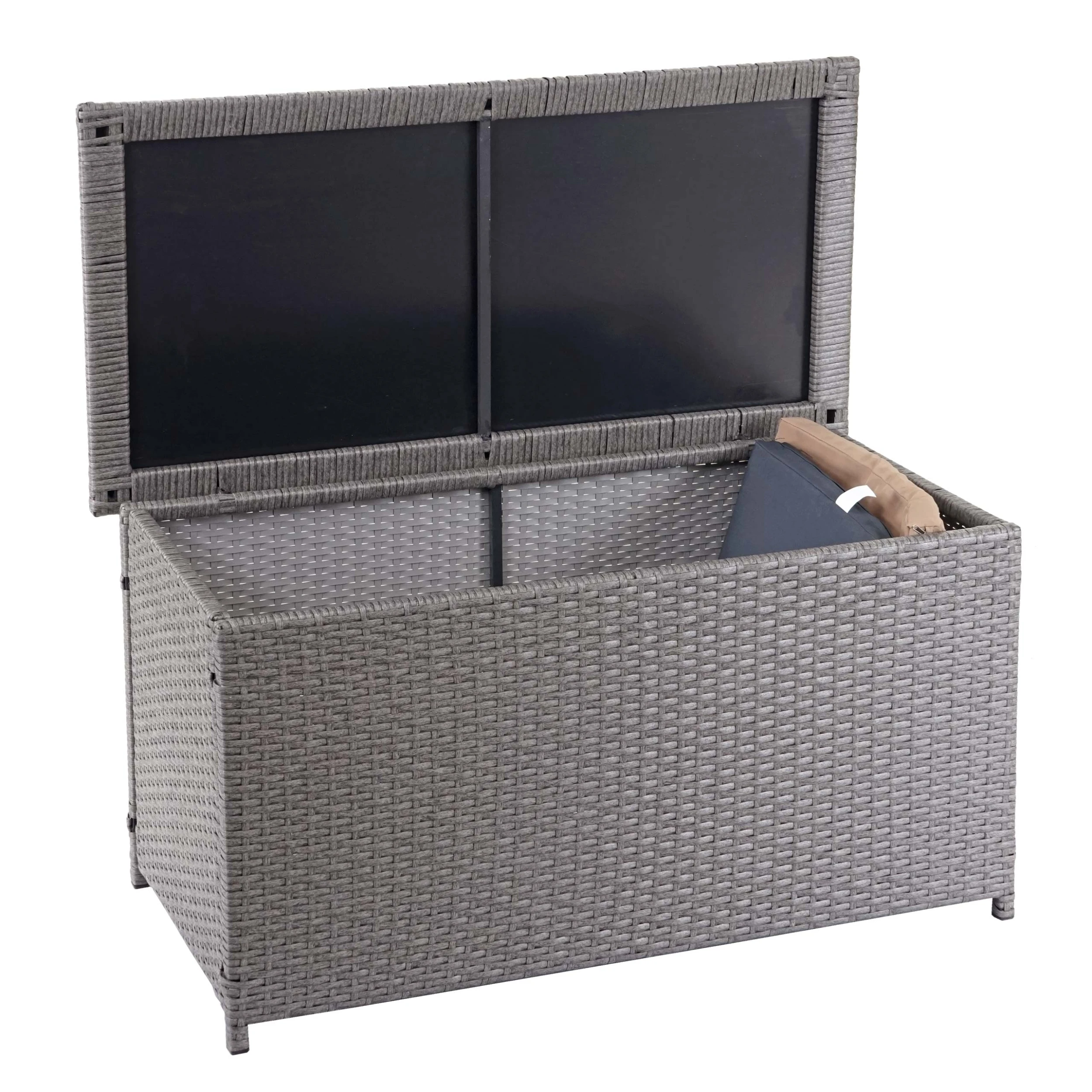 Poly-Rattan Kissenbox MCW-D88, Gartentruhe Auflagenbox Truhe ~ Basic Grau, 51x115x59cm 250l 3 Poly-Rattan Kissenbox MCW-D88, Gartentruhe Auflagenbox Truhe ~ Basic Grau, 51x115x59cm 250l