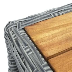 Gartengarnitur MCW-G28, Sitzgruppe Lounge-Set, Akazie Holz Halbrundes Rattan Verstellbar FSC ~ Grau, Kissen Hellgrau -Outsunny Geschäft 2165591000 prod 003