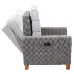 Gartengarnitur MCW-G28, Sitzgruppe Lounge-Set, Akazie Holz Halbrundes Rattan Verstellbar FSC ~ Grau, Kissen Hellgrau -Outsunny Geschäft 2165591000 prod 006