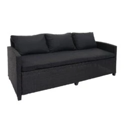 Poly-Rattan Garnitur MCW-E95, Garten-/Lounge-Set Sitzgruppe, Spun Poly Halbrundes Rattan ~ Schwarz, Kissen Anthrazit -Outsunny Geschäft 2165671001 prod 003