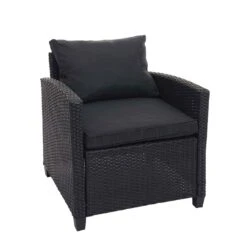 Poly-Rattan Garnitur MCW-E95, Garten-/Lounge-Set Sitzgruppe, Spun Poly Halbrundes Rattan ~ Schwarz, Kissen Anthrazit -Outsunny Geschäft 2165671001 prod 004
