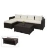 Poly-Rattan Garnitur MCW-J34, Balkon-/Garten-/Lounge-Set Sitzgruppe Sofa, Staufach ~ Braun, Kissen Creme-beige -Outsunny Geschäft 2213730002 prod 001