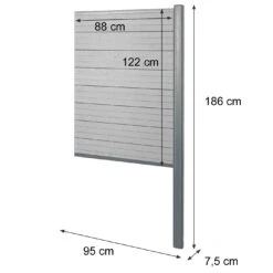 WPC-Sichtschutz Savoie, Zaun Windschutz, Alu-Pfosten Zum Einbetonieren ~ Erweiterungselement Schmal, 95cm Braun -Outsunny Geschäft 2236276002 prod 003