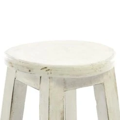 VCM Hocker Weiß Im Vintage-Look Massiv Holz Schemel Blumentisch 50 Cm -Outsunny Geschäft 8600043100 915478 prod 003