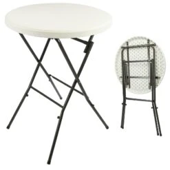 VCM Partytisch Stehtisch Weiß Klappbar Bistrotisch Bartisch 110 Cm Rund Ø 80 Cm