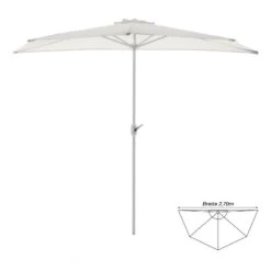 VCM Balkon-Sonnenschirm Weiß Halbrund Gartenschirm Sonnenschutz 2,7m Mit Kurbel -Outsunny Geschäft 8600043100 916099 prod 005