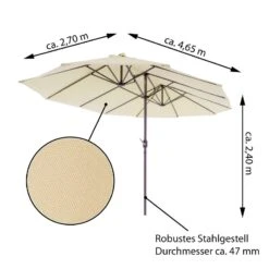 VCM Doppelsonnenschirm XXL Sonnenschirm Creme 4,65m Kurbel Polyester 180g/m² Garten -Outsunny Geschäft 8600043100 916114 prod 003