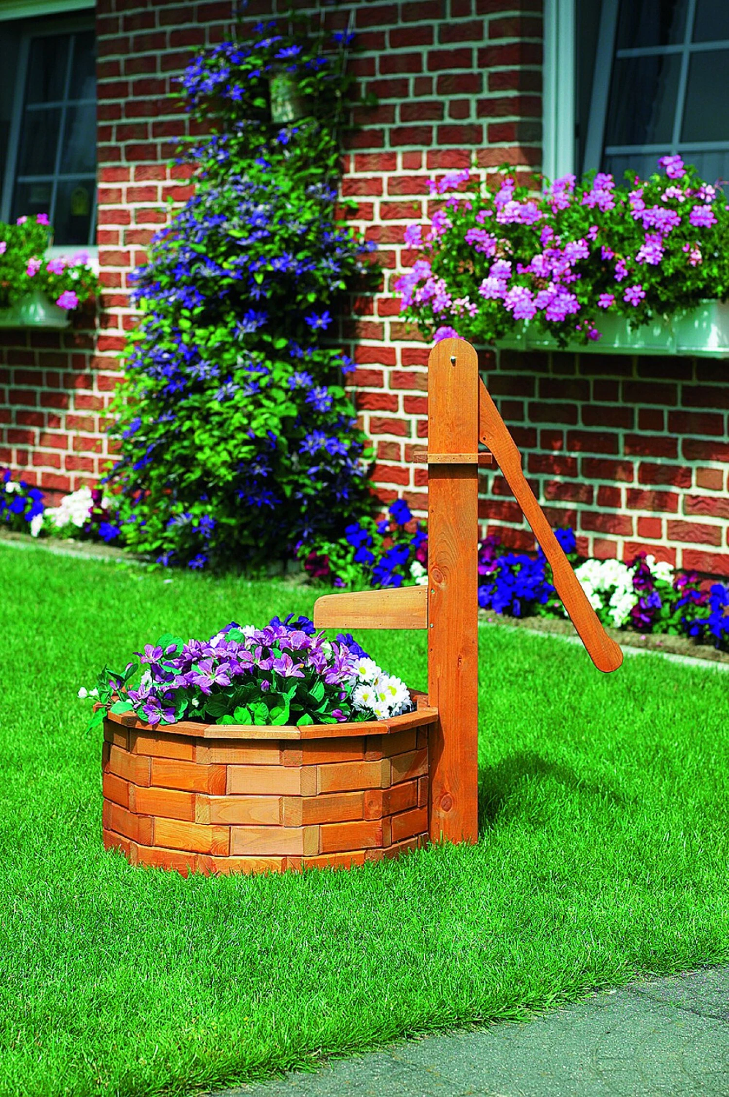 Promadino Holztrog Rund Mit Holzschwengelpumpe 3 Promadino Holztrog Rund Mit Holzschwengelpumpe