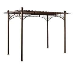 CLP Eisen-Pergola Ulpgar 01 A I Begrünbares Terassendach Im Landhausstil I Rankpavillon Für Kletterpflanzen I Rankgestell Mit Verzierungen