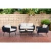 CLP Polyrattan Loungeset KIRUNA I Schwarz I Gartenlounge Rundrattan I Sofa & 2x Sessel & Glastisch I 5mm Rattandicke -Outsunny Geschäft 8600246500 304432 prod 001