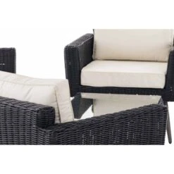 CLP Polyrattan Loungeset KIRUNA I Schwarz I Gartenlounge Rundrattan I Sofa & 2x Sessel & Glastisch I 5mm Rattandicke -Outsunny Geschäft 8600246500 304432 prod 005