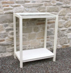 Grasekamp Pflanztisch Gartentisch Akazie Weiß Arbeitsfläche Zink