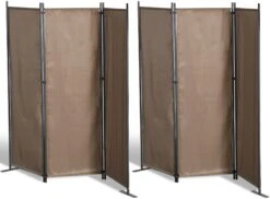 Grasekamp 2 Stück Paravent 3tlg Raumteiler Trennwand Sichtschutz Taupe
