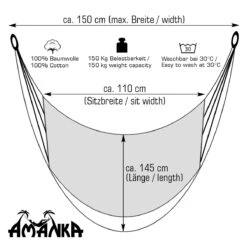 Hängesessel Bis 150kg - 110x145cm Garten Hängestuhl -Outsunny Geschäft 8600295800 3687 prod 005