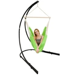 Freistehendes Stahl-Hängestuhlgestell 210cm Inkl. XXL Hängesessel Aus Baumwolle Mit Swivel 185x130cm