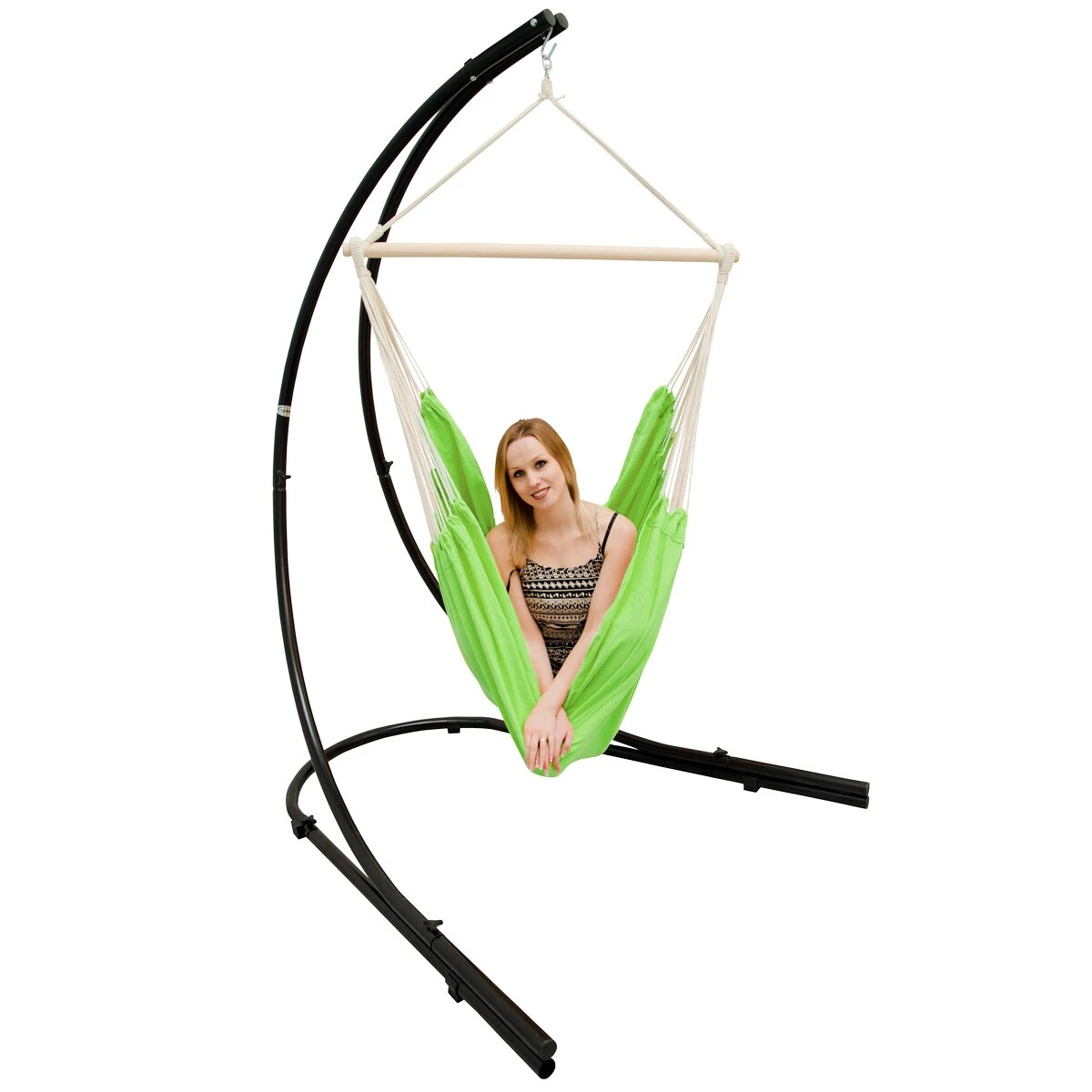 Freistehendes Stahl-Hängestuhlgestell 210cm Inkl. XXL Hängesessel Aus Baumwolle Mit Swivel 185x130cm 3 Freistehendes Stahl-Hängestuhlgestell 210cm Inkl. XXL Hängesessel Aus Baumwolle Mit Swivel 185x130cm
