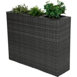 Rattan Raumtrenner Mit 3 Pflanztöpfen Pflanzschale Blumentopf Grau Übertopf -Outsunny Geschäft 8600296500 15624 prod 002