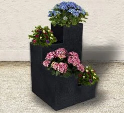 Blumentreppe Kübel Pflanzkübel Blumenkasten Blumenkübel Blumentopf Beton Optik -Outsunny Geschäft 8600296500 33488 prod 004