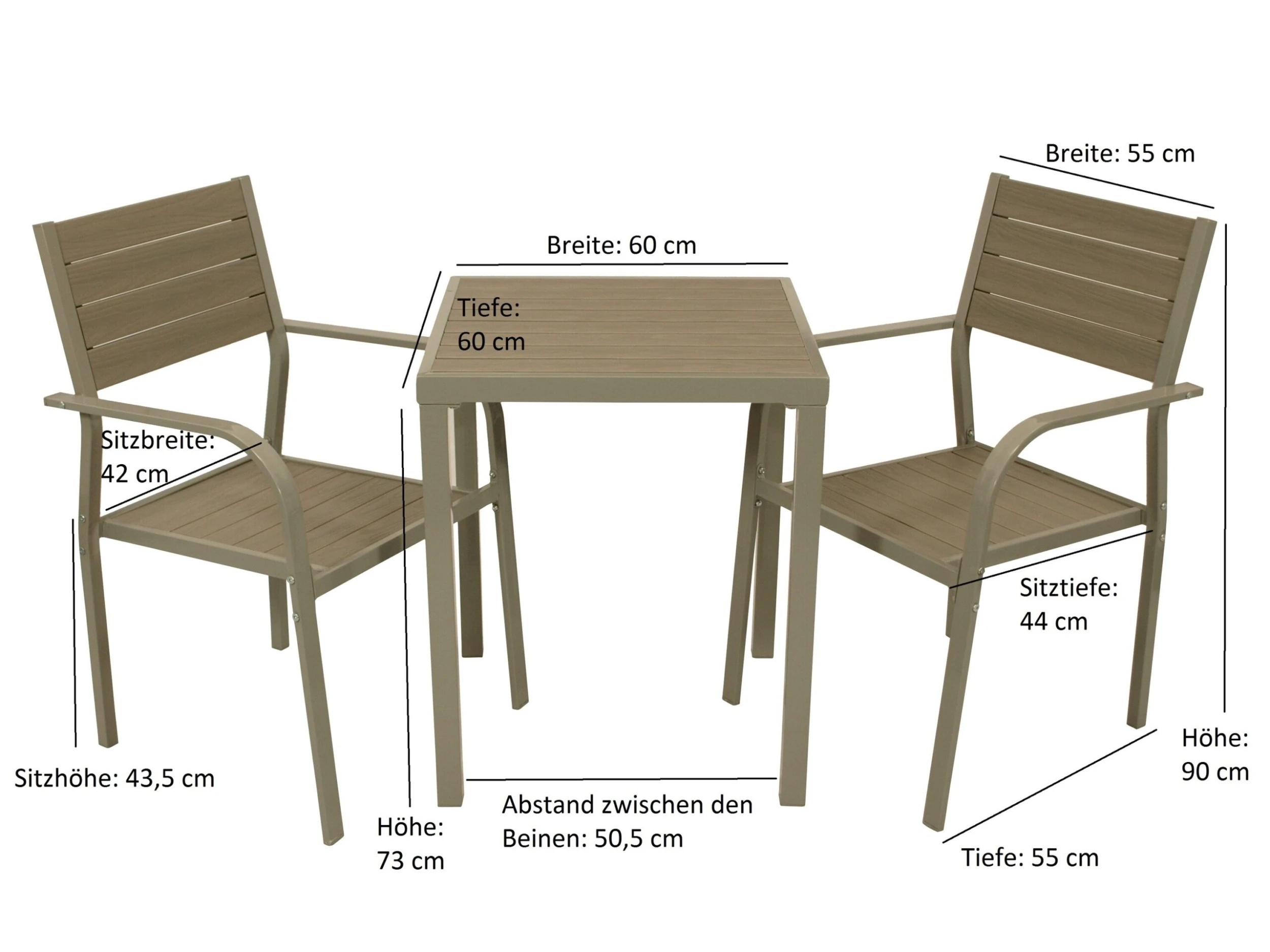 DEGAMO Bistroset VARENNA 3-teilig, Metall + Polywood, Grau 6 DEGAMO Bistroset VARENNA 3-teilig, Metall + Polywood, Grau – Bild 4
