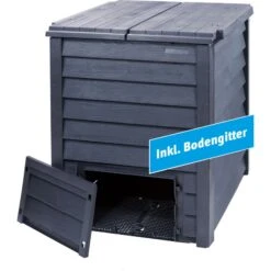 GARANTIA Thermo Wood Komposter 600 L Inkl. Bodengitter Grau Gartenkomposter -Outsunny Geschäft 8600335800 48188 prod 002