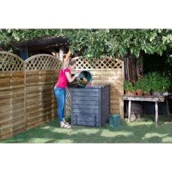 GARANTIA Thermo Wood Komposter 600 L Inkl. Bodengitter Grau Gartenkomposter -Outsunny Geschäft 8600335800 48188 prod 004