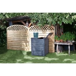 GARANTIA Thermo Wood Komposter 600 L Inkl. Bodengitter Grau Gartenkomposter -Outsunny Geschäft 8600335800 48188 prod 006