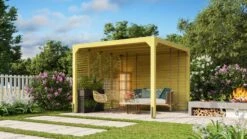 Karibu Pavillon Naturbelassen 3,2 X 3,2m Leimholz