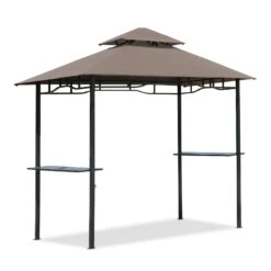 Outsunny Grillpavillon Mit Doppeldach Kaffeebraun, Schwarz 245 X 150 X 255 Cm (LxBxH) | Gartenpavillon Partyzelt Balkonpavillon Bierzelt -Outsunny Geschäft 8600336600 01 0272 prod 002
