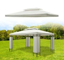 Outsunny Ersatzdach Für Metall-Gartenpavillon Cremeweiß 3 X 4 M (BxL) | Dach Metall-Pavillon Pavillondach Partyzelt -Outsunny Geschäft 8600336600 100110 052CW prod 003