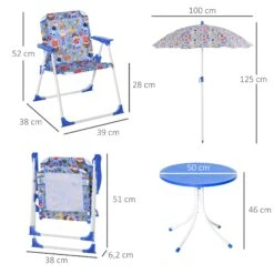 Outsunny Kinder Gartenset Mit Sonnenschirm | Sitzgarnitur Für Kinder Gartengarnitur Kindermöbel -Outsunny Geschäft 8600336600 312 025BU prod 005