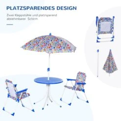 Outsunny Kinder Gartenset Mit Sonnenschirm | Sitzgarnitur Für Kinder Gartengarnitur Kindermöbel -Outsunny Geschäft 8600336600 312 025BU prod 006