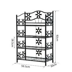 HOMCOM Standregal Mit 4 Etagen Schwarz 59,5 X 30 X 92 Cm (LxBxH) | Blumenregal Pflanzenregal Gartenregal Metallregal -Outsunny Geschäft 8600336600 833 282 prod 005