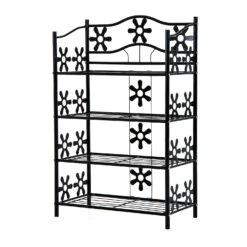 HOMCOM Standregal Mit 4 Etagen Schwarz 59,5 X 30 X 92 Cm (LxBxH) | Blumenregal Pflanzenregal Gartenregal Metallregal -Outsunny Geschäft 8600336600 833 282 prod 006