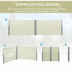 Outsunny Doppel-Seitenmarkise 6 X 1,6 M 600 X 160 Cm (LxH) | Sichtschutz Sonnenschutz Seitenrollo Windschutz -Outsunny Geschäft 8600336600 840 197CW prod 006