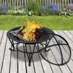 Outsunny Feuerkorb Für Holz Und Holzkohle Schwarz 56 X 45 Cm (ØxH) | Feuerschale Mit Funkenschutz Feuerstelle Schale -Outsunny Geschäft 8600336600 842 024 prod 003