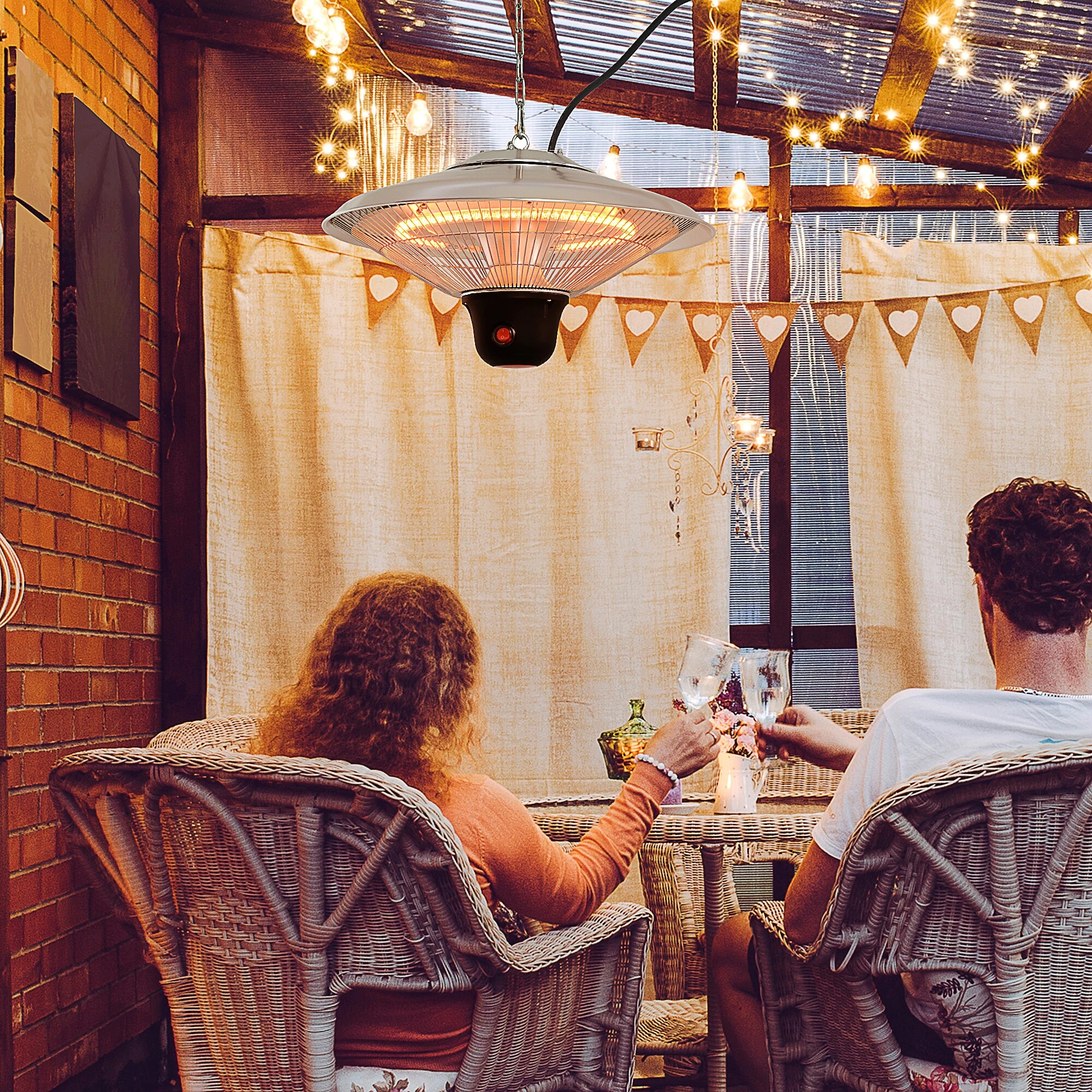 Outsunny Deckenheizstrahler Inkl. Fernbedienung Silber 42 X 26 Cm (ØxH) | Heizstrahler Terrassenstrahler Wärmestrahler 4 Outsunny Deckenheizstrahler Inkl. Fernbedienung Silber 42 X 26 Cm (ØxH) | Heizstrahler Terrassenstrahler Wärmestrahler – Bild 3