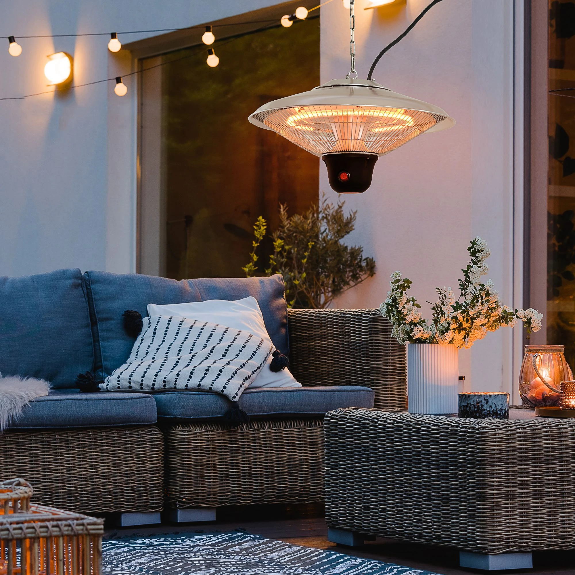 Outsunny Deckenheizstrahler Inkl. Fernbedienung Silber 42 X 26 Cm (ØxH) | Heizstrahler Terrassenstrahler Wärmestrahler 5 Outsunny Deckenheizstrahler Inkl. Fernbedienung Silber 42 X 26 Cm (ØxH) | Heizstrahler Terrassenstrahler Wärmestrahler – Bild 4