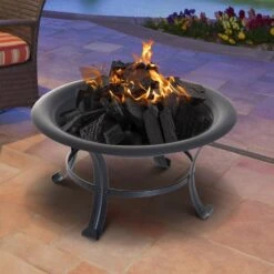 Outsunny Feuerkorb Mit Funkenschutz Schwarz 74 X 48 Cm (ØxH) | Feuerschale Grillrost Feuerstelle Holzkohlegrill -Outsunny Geschäft 8600336600 842 093 prod 003