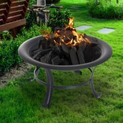 Outsunny Feuerkorb Mit Funkenschutz Schwarz 74 X 48 Cm (ØxH) | Feuerschale Grillrost Feuerstelle Holzkohlegrill -Outsunny Geschäft 8600336600 842 093 prod 004