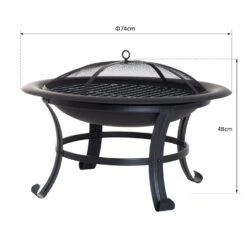 Outsunny Feuerkorb Mit Funkenschutz Schwarz 74 X 48 Cm (ØxH) | Feuerschale Grillrost Feuerstelle Holzkohlegrill -Outsunny Geschäft 8600336600 842 093 prod 005