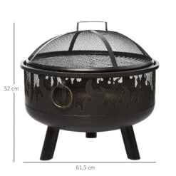 Outsunny Feuerschale Mit Grillrost Schwarz Ø61,5 X 52H Cm | Feuerstelle Feuerkorb Grillrost Grillaufsatz -Outsunny Geschäft 8600336600 842 169 prod 005