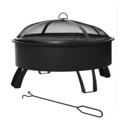 Outsunny Geschäft 8 Outsunny 2-in-1 Feuerschale Mit Grillrost Schwarz 76 X 49,5 Cm (ØxH) | Feuerstelle Feuerkorb Holzkohlegrill Grillaufsatz