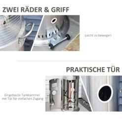 Outsunny Heizstrahler Elegantes Design, Hergestellt Aus Edelstahl, 10 KW Leistung Silber 55,6 X 55,6 X 143 Cm ( BxTxH) | Terrassenheizer Terrassenstrahler Balkonheizer -Outsunny Geschäft 8600336600 842 188V01 prod 006