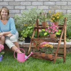 Outsunny Pflanzentreppe Klappbar Natur 100 X 37 X 93 Cm (LxBxH) | Blumenregal Blumenbank Blumentreppe Blumenständer -Outsunny Geschäft 8600336600 845 113 prod 004