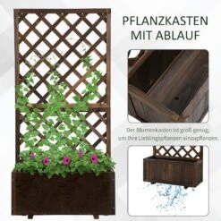 Outsunny Pflanzkasten Mit Rankgitter 72,5 X 30 X 149,7 Cm (LxBxH) | Holzgitter Für Kletterpflanze Tannenholz Blumenkasten -Outsunny Geschäft 8600336600 845 127BN prod 006